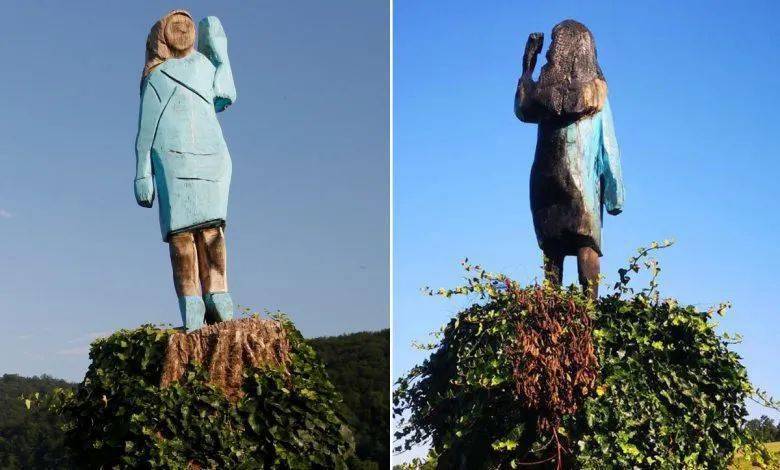 美国第一夫人雕像被烧!特朗普雕像此前也被焚