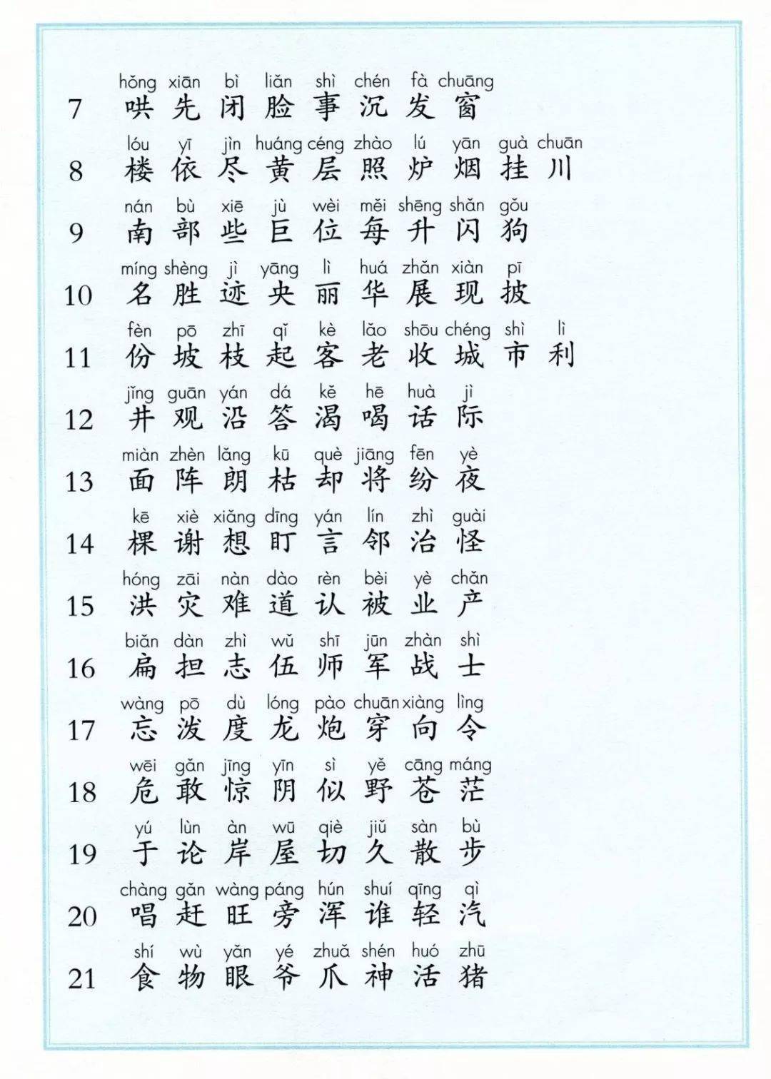 七年级上册生字图片