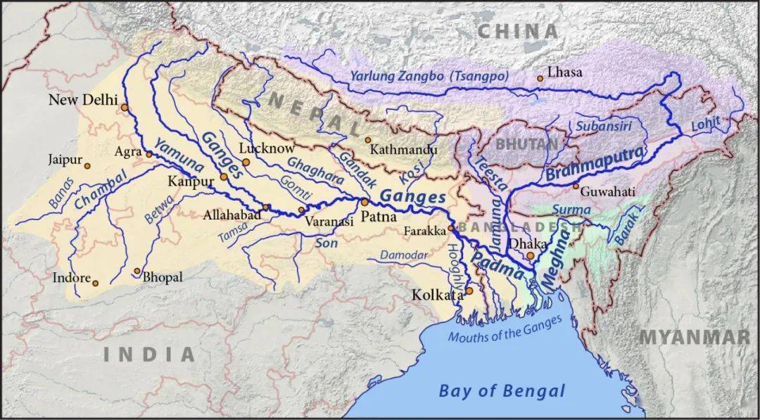 恒河的源头并不在中国境内,发源于阿里普兰的孔雀河是恒河的一条支流