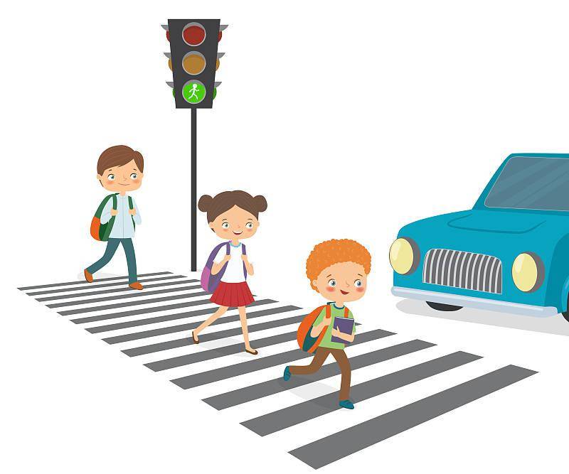 行人过马路要走人行横道,机动车行至人行横道前要注意减速缓行礼让