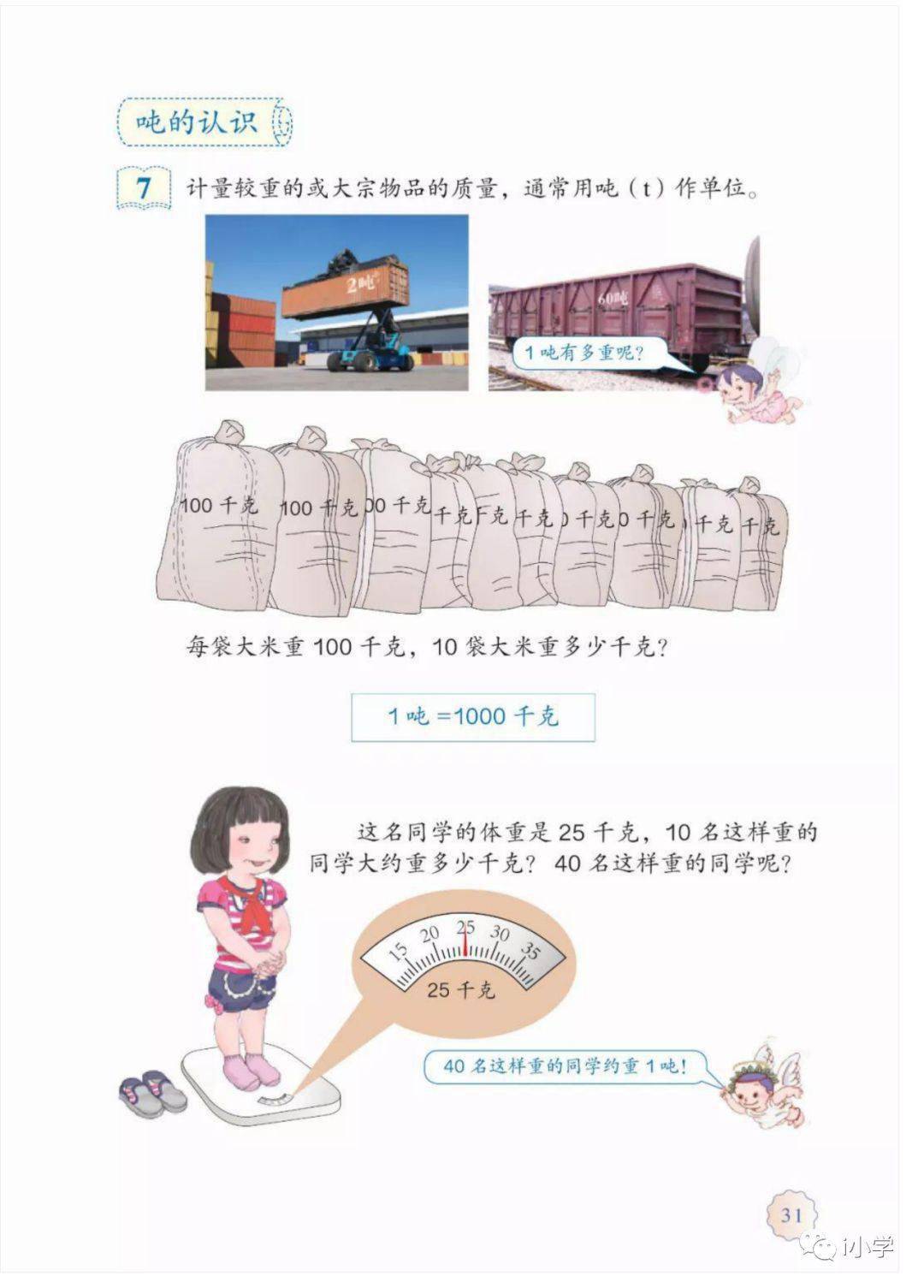 人教版三年级数学上34吨的认识精讲