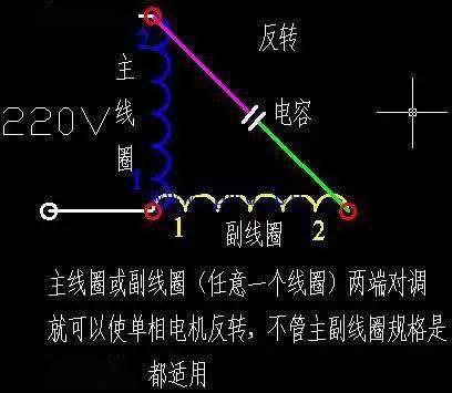 单相电机正反转接线图及其标注