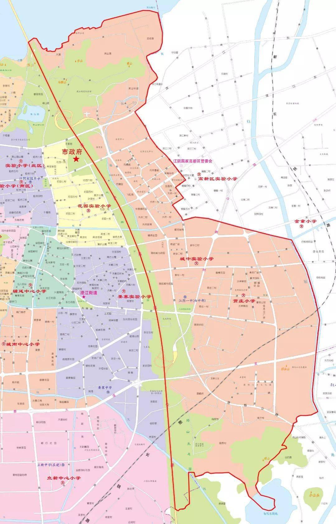 最新2020江阴城区各小学学区划定