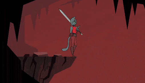 其中一集,猫女剑士遇到一位机器猫守卫,两人交火后,机器猫守卫被打飞