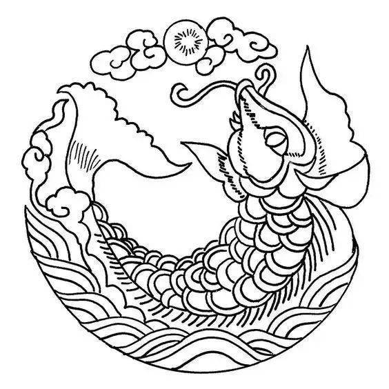 【黑白线稿】线描素材,传统纹样线稿