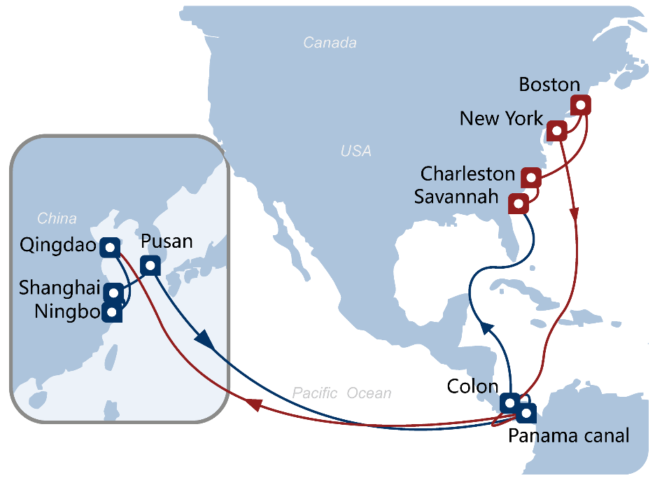 美国大陆桥路线图图片