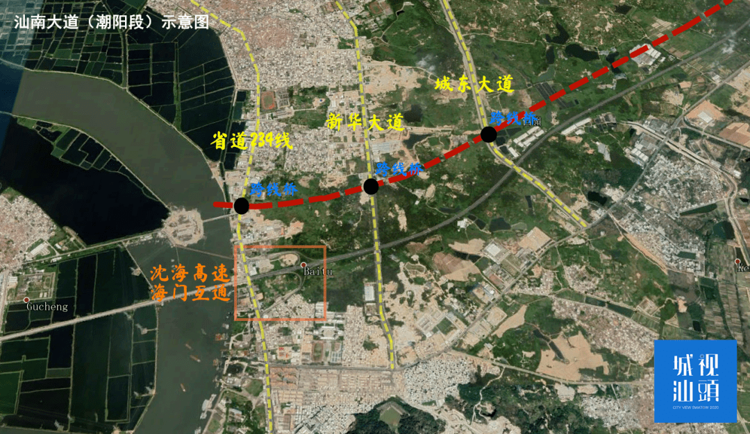 汕南大道(潮阳段)线路示意图此外,潮南段线路全长约19公里,规划
