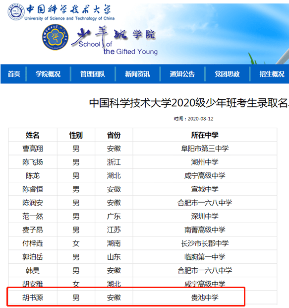 厉害池州这名高二学生被中科大少年班录取