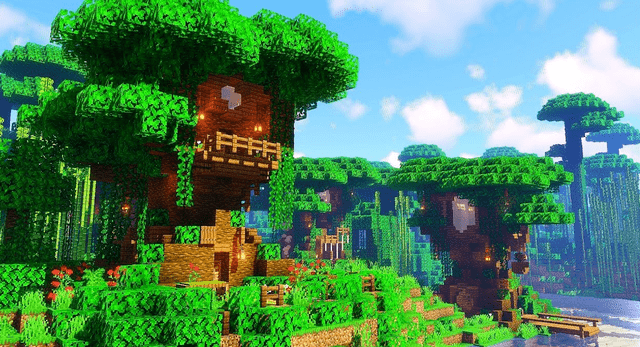 我的世界:出自mc高玩的十款精致树屋,看完感觉是时候搬家了!_房屋