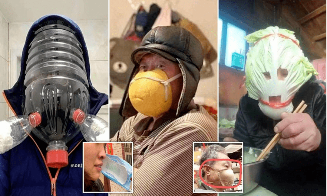 不戴口罩就不敢或不能出门,他们要么被困在家里,要么用橘子皮,旧衣服