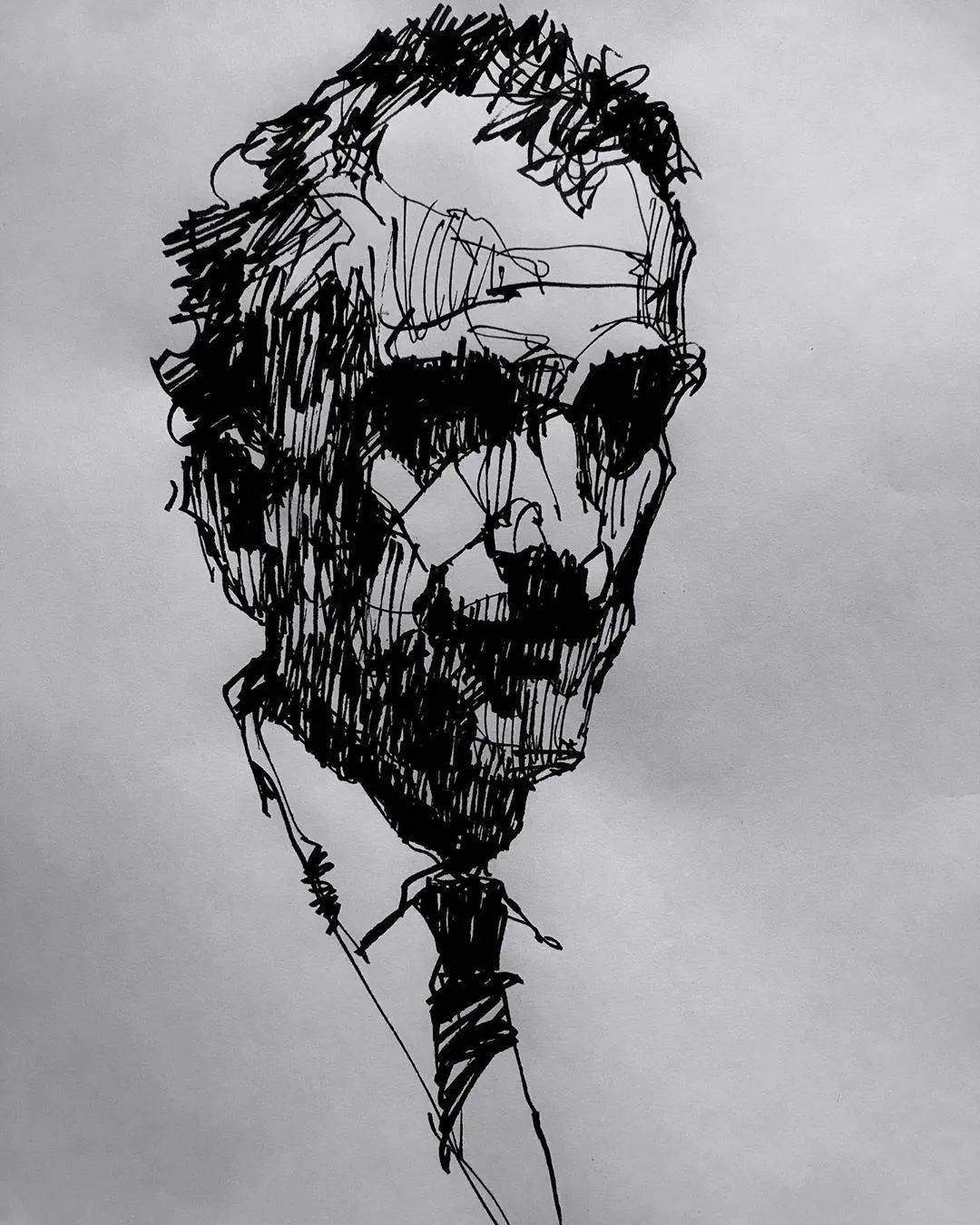 速写头像印度画家prakashthombre作品六