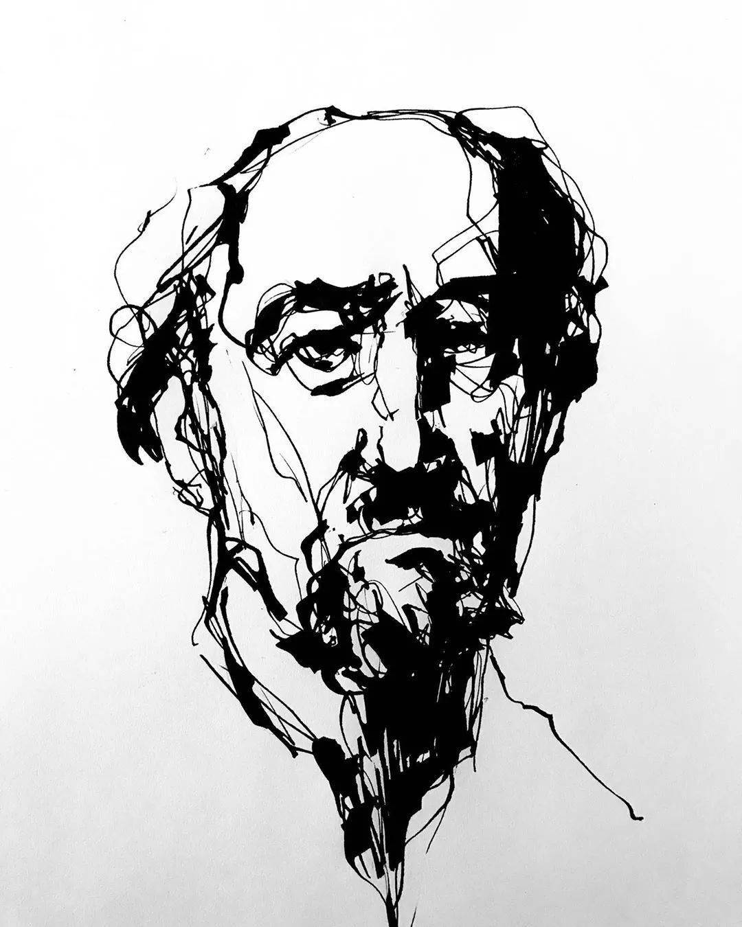 速写头像印度画家prakashthombre作品六