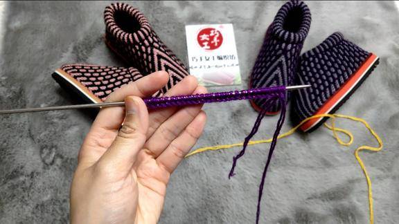 巧手女工编织坊双色人字形棉鞋手工制作视频教程无基础科学②