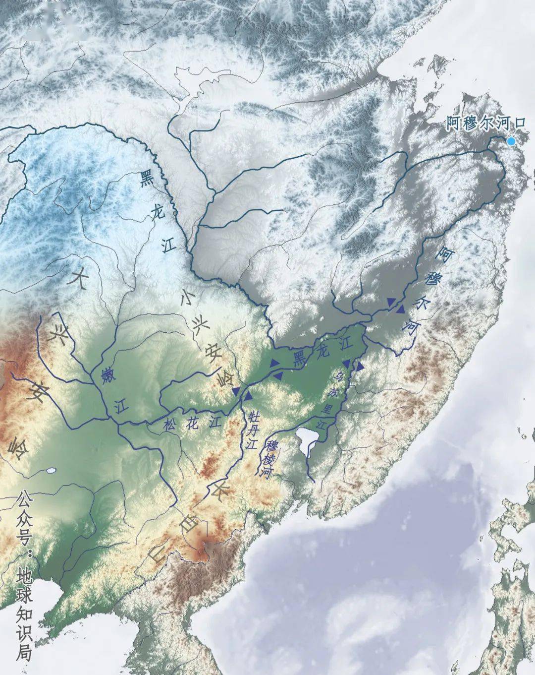 东北河流地形图图片