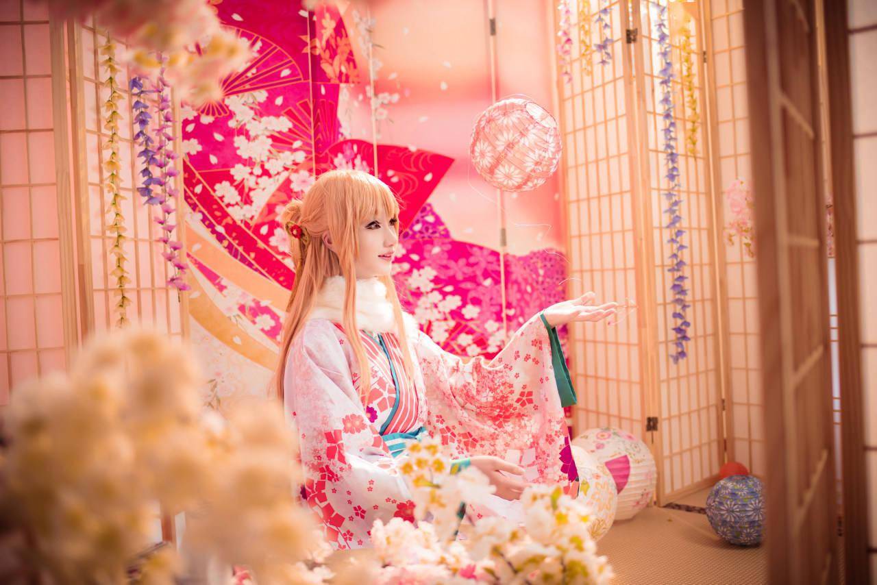 刀剑神域亚丝娜和服cosplay