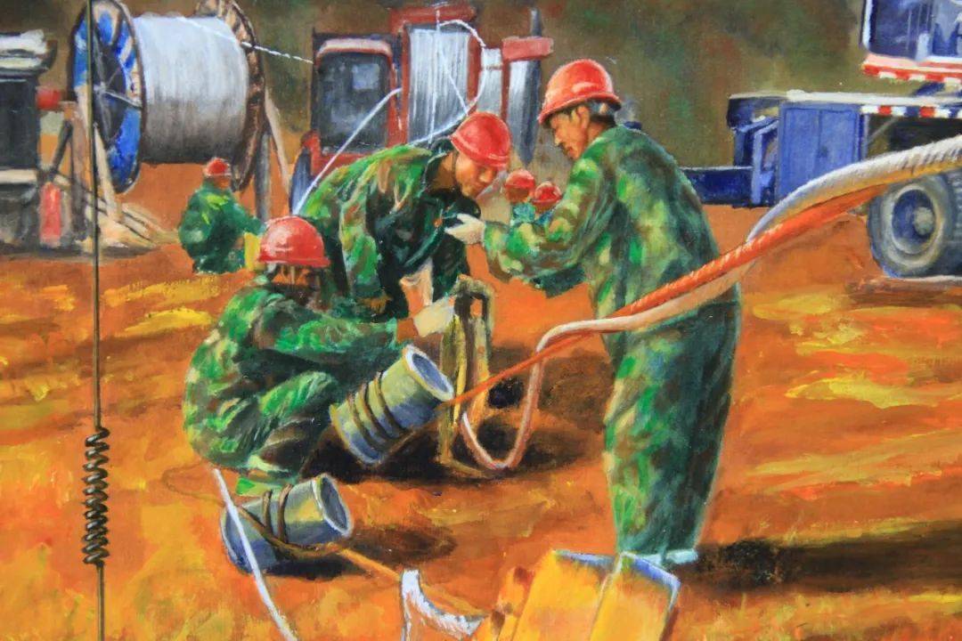 电力油画赏析榆林飓风倒塔抢修