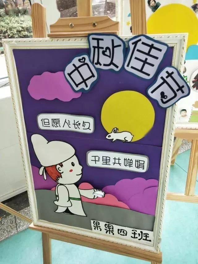 中秋節環創幼兒園教室主題牆佈置活動展板粘土月餅手工