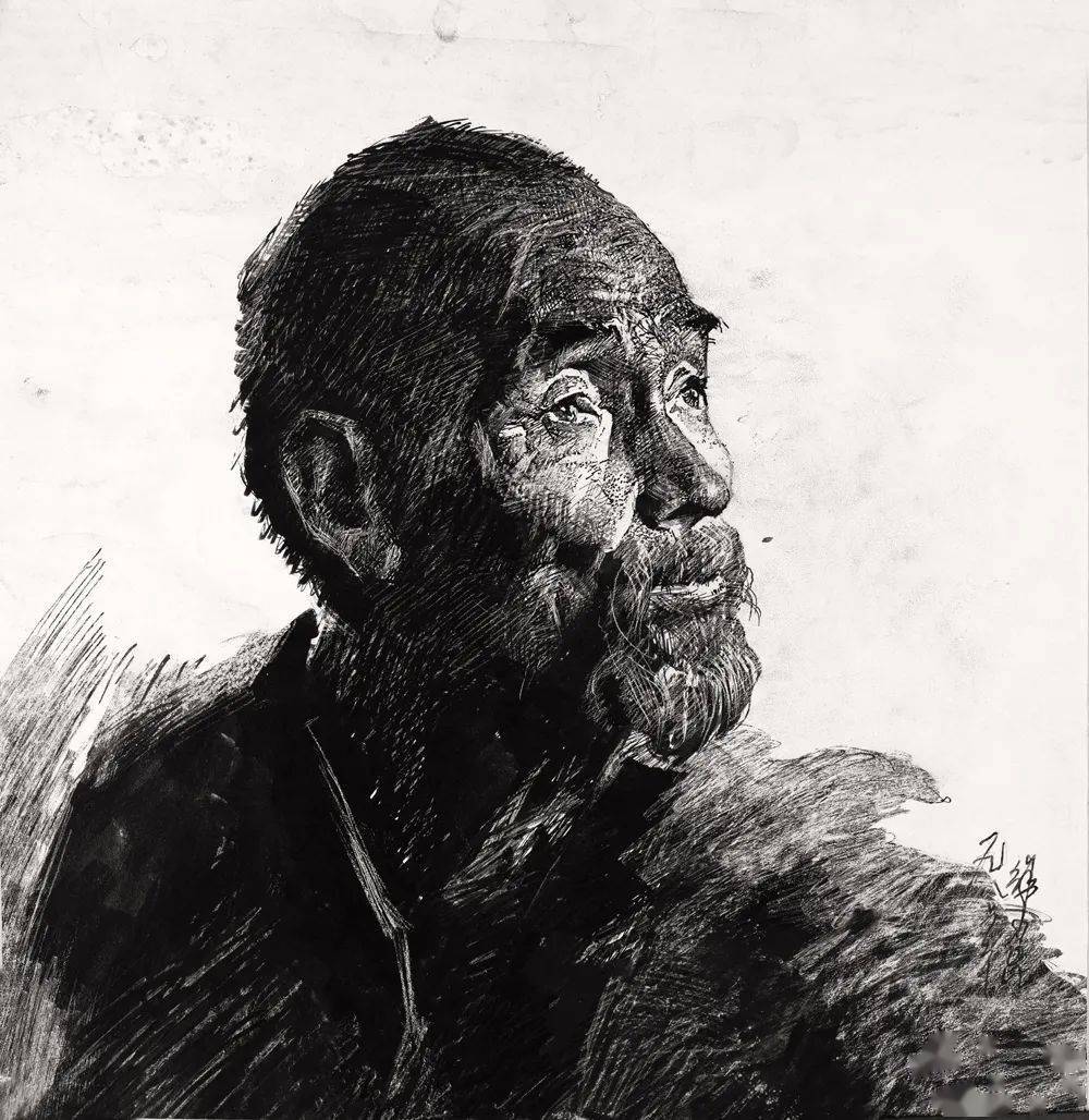 徐小昆《头像一》 40×39cm 素描 1986徐小昆《头像二》 55×44cm