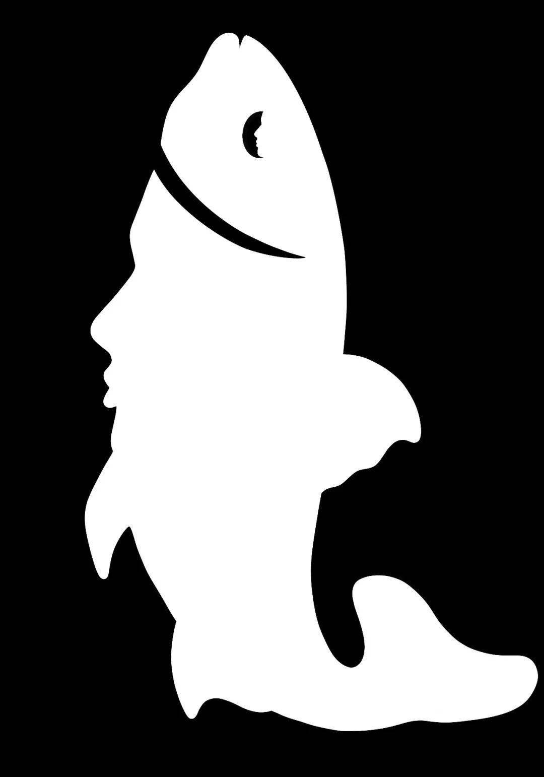 范朝青 _《鱼》作品采用正负形的表现方式,把鱼与人脸相结合,体现海洋