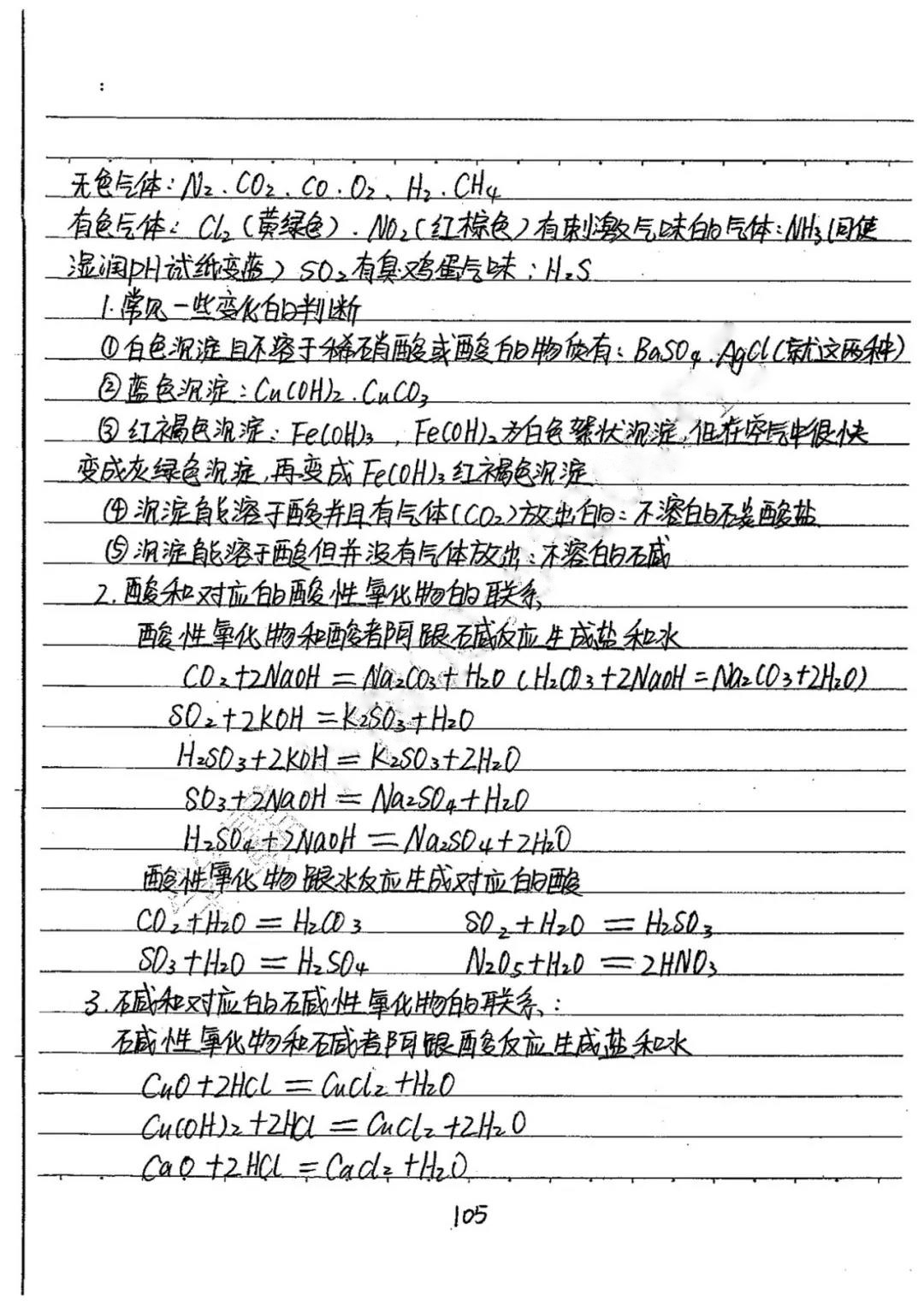 初中化学学霸手写笔记全是考试重点月考前看看