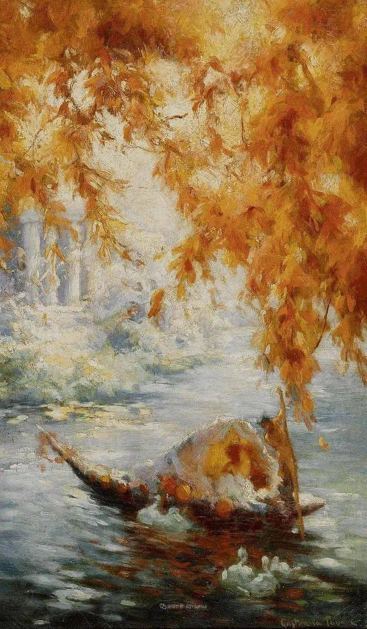 油画欣赏羽毛般的笔触金灿灿的暖色光与影的交融太美了