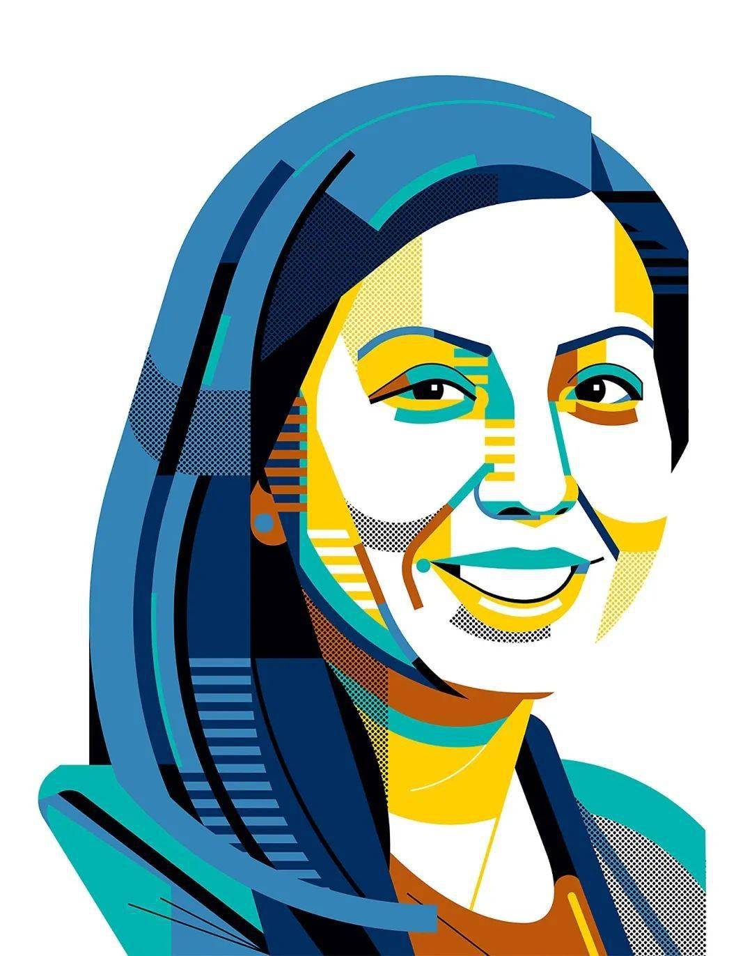 色块与网点的肖像画够特别