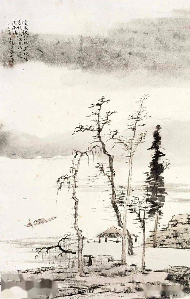 他笔下的新文人山水画古木寒林清凉萧索