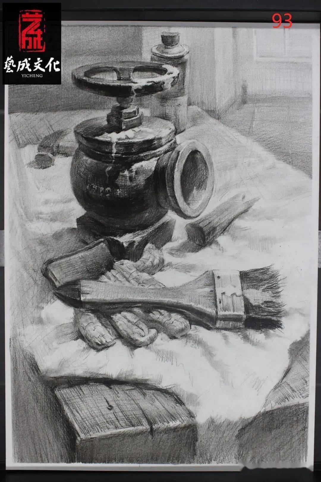 2021届广东省美术联考一模素描高分卷破斧沉舟奋勇向前