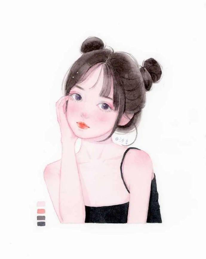 水彩少女手绘,是不是你喜欢的样子~ 作者:汐音手绘