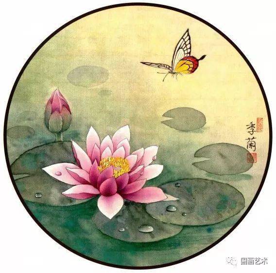 工笔荷花团扇清凉出尘