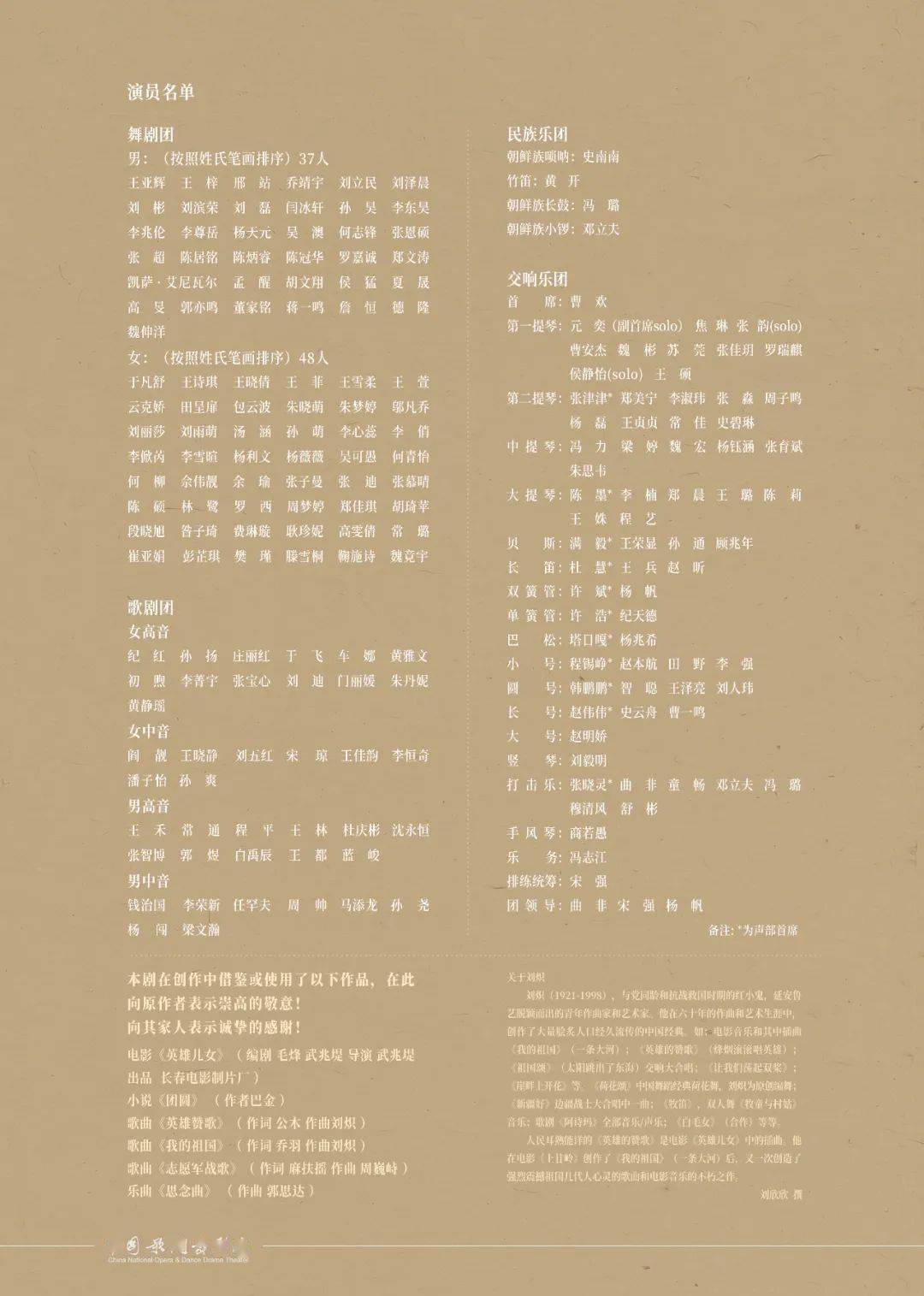 舞剧《英雄儿女》电子节目单