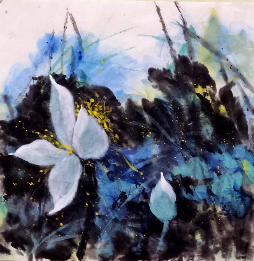 作品展曹玉红泼墨重彩荷花作品赏析