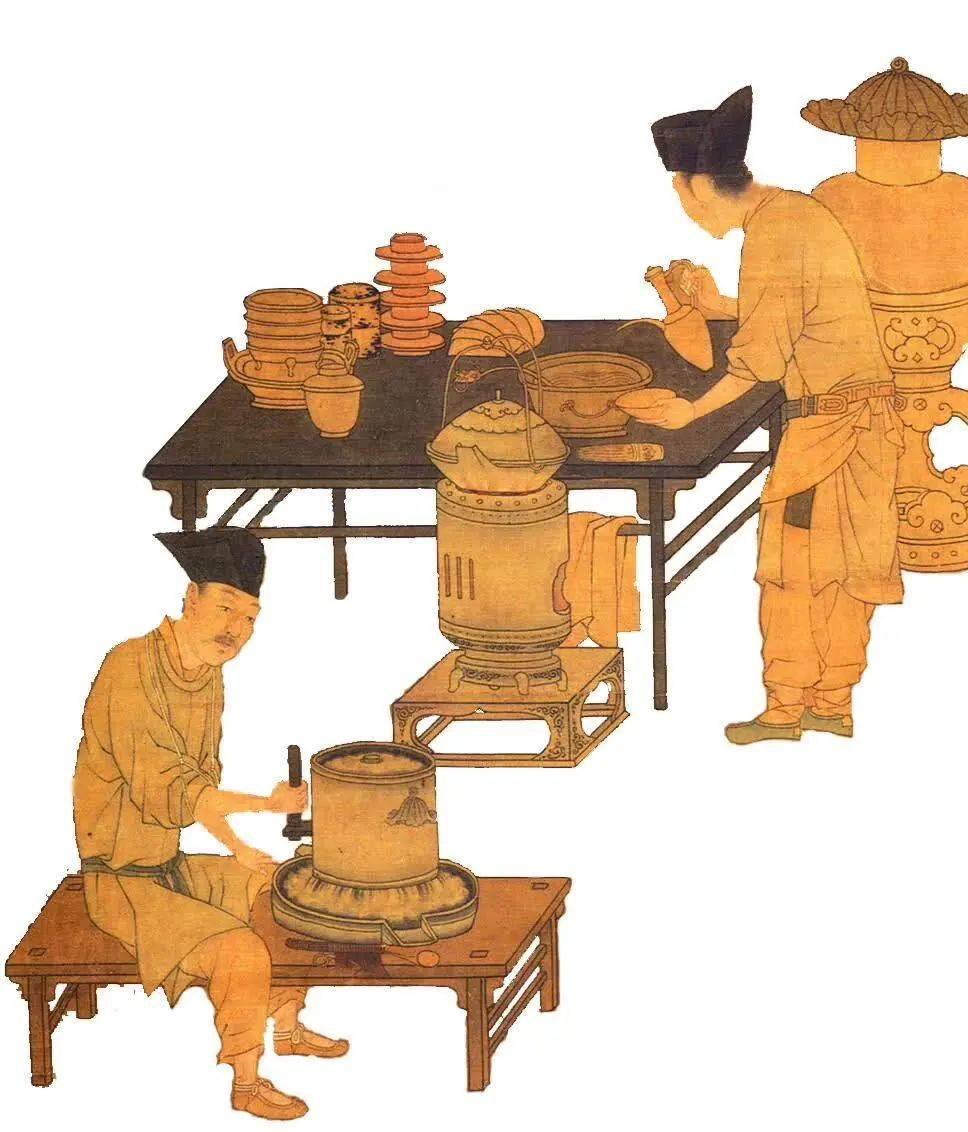 在唐代流行煮茶,饮的是一种形制与享乐,从传唐代张萱,周昉所作的
