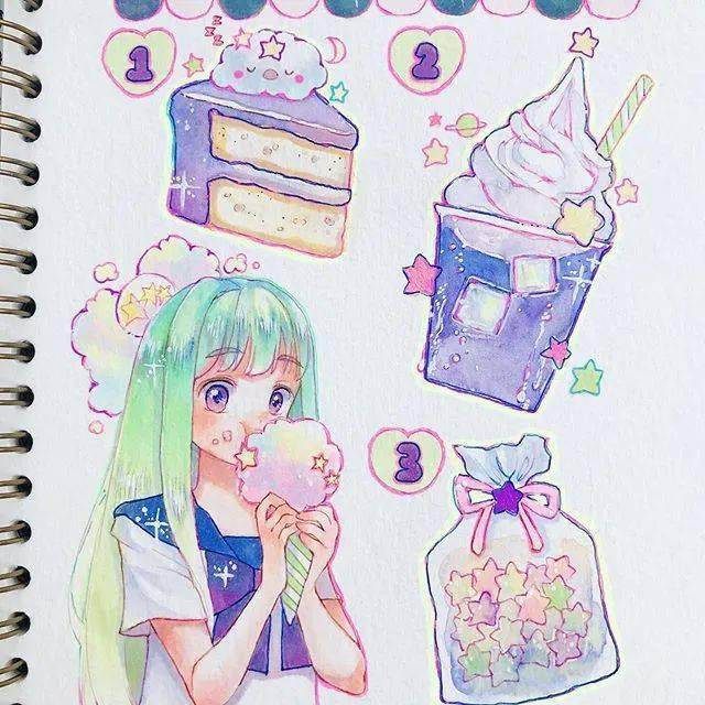 水彩动漫少女心爆棚干净画风插画人物作品