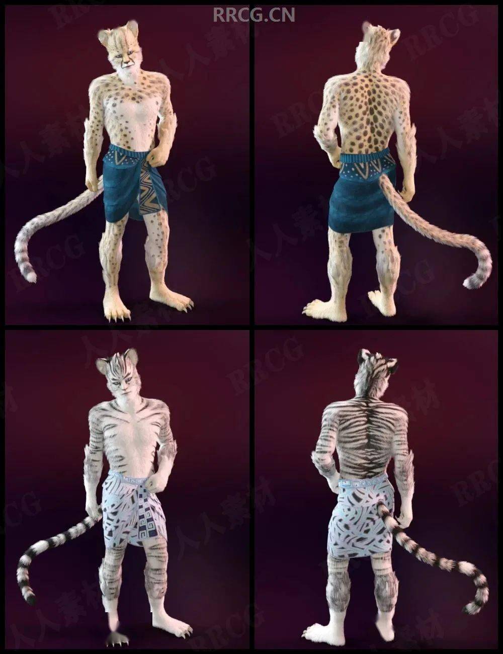 人形雄性猫类角色3d模型合集