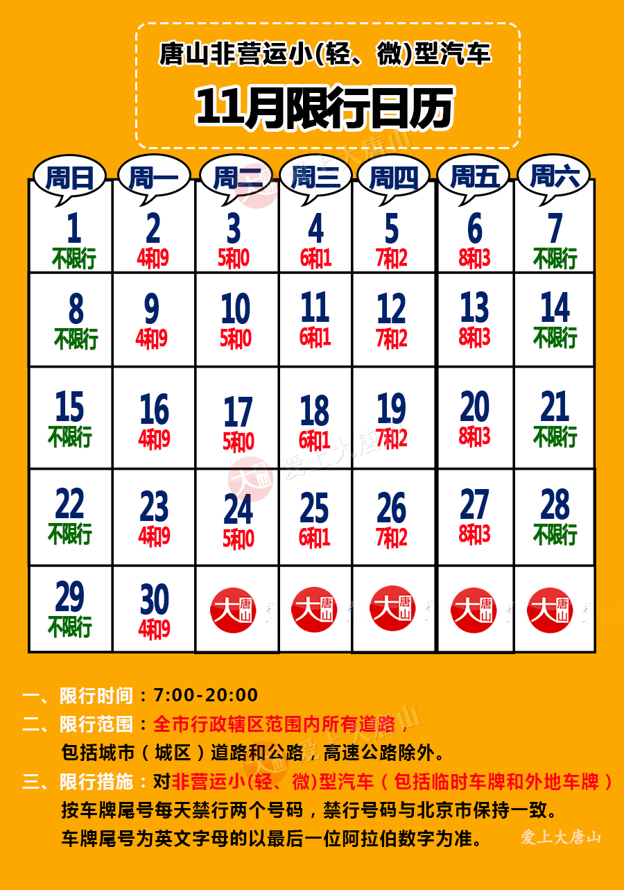 唐山市政府发布重要通知附11月9日13日限行提示