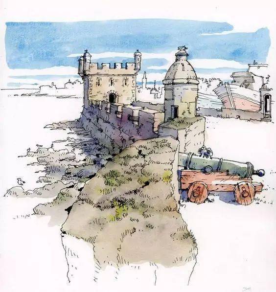 大远小,近实远虚讲究的是透视关系和空间关系初学者画风景建筑在用天