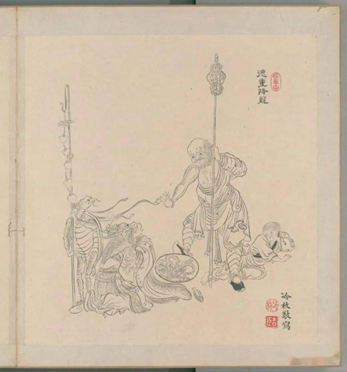 【名品视界】冷牧《白描罗汉》(20帧)欣赏