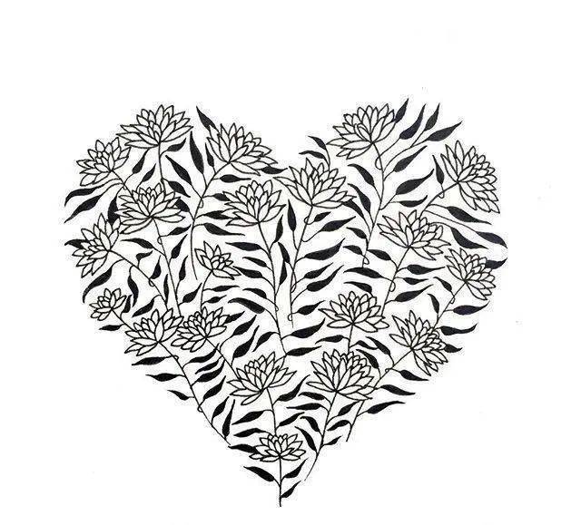 线描的表现力富于装饰感的爱心线描