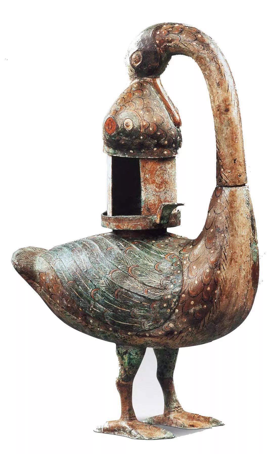 这盏雁鱼铜灯用青铜铸造而成,通高53厘米,出土于1983年山西朔县西汉墓