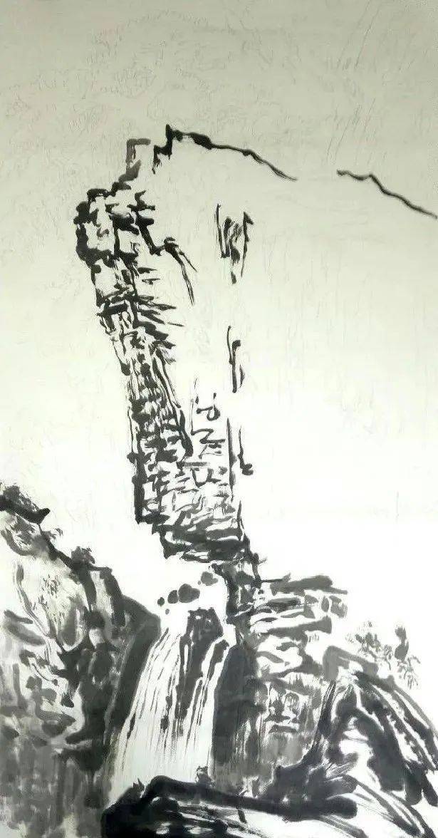 【国画教程】写意《松石秋泉》_山石