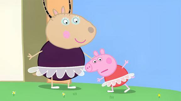 小猪佩奇佩奇初次见面和羚羊夫人行礼差点摔到地上
