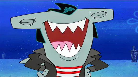 海绵宝宝:好二的一群鲨鱼,看到耍帅的海绵宝宝,想要收它入帮派