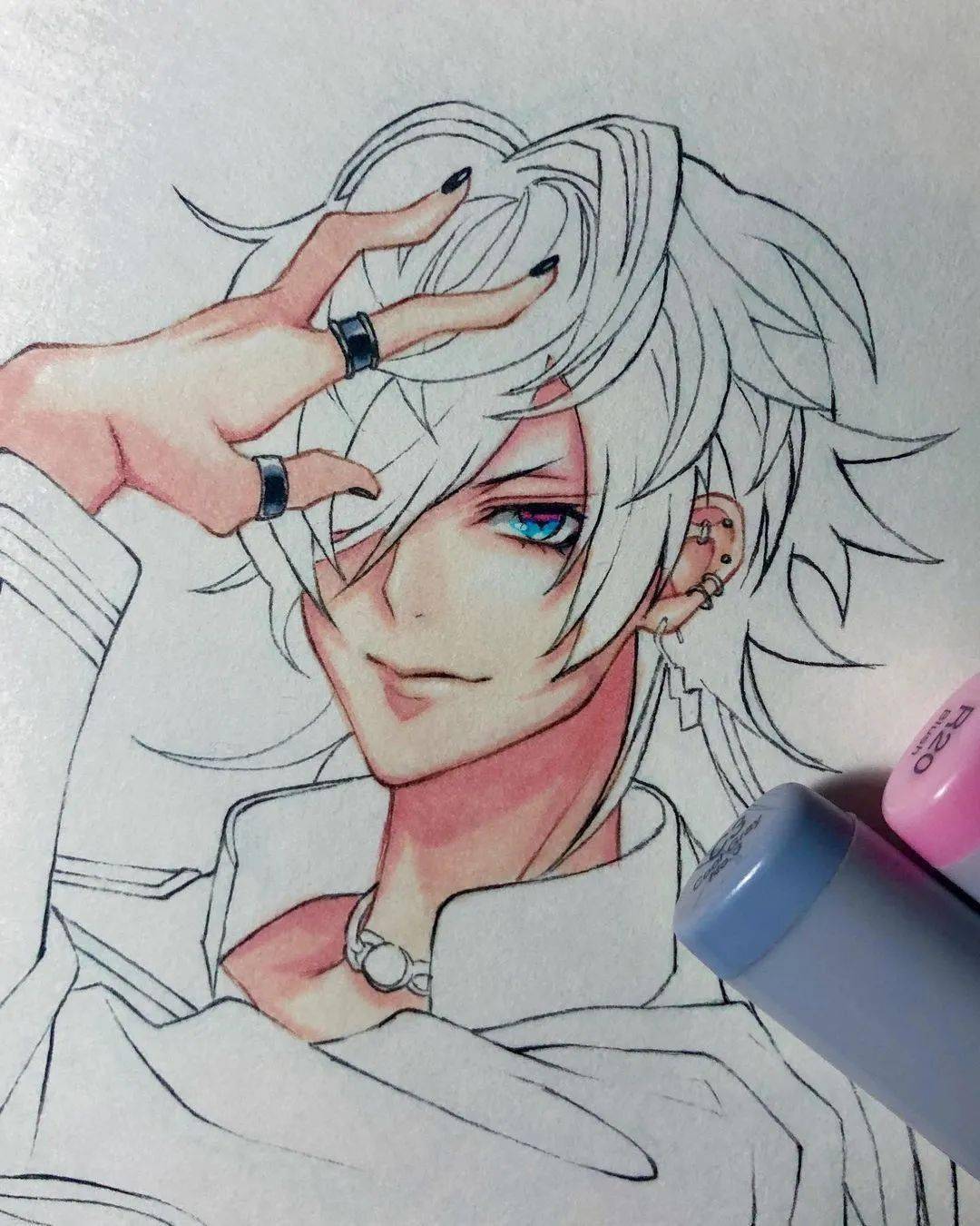 马克笔画的帅气小哥哥每一张都好看