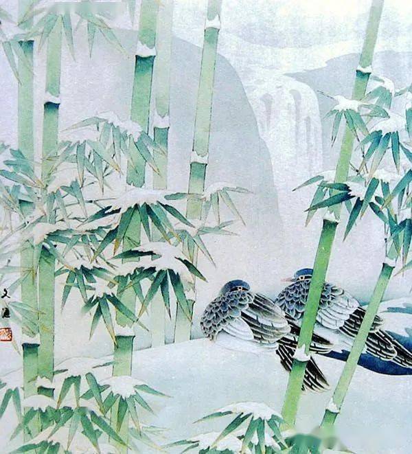 这组工笔雪景花鸟,漂亮!