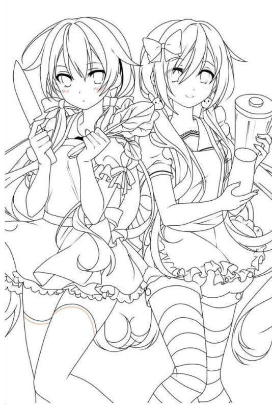 黑白线稿闺蜜mm线稿素材临摹练习画起来