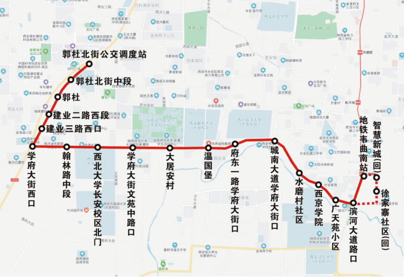 开通115路公交车  首末站:郭杜北街公交调度站——地铁韦曲南站  线路
