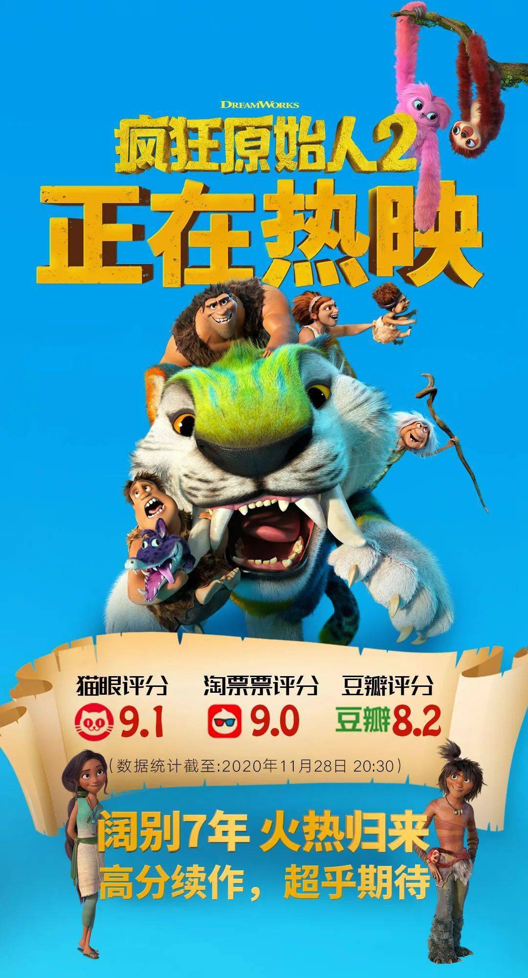 《疯狂原始人2》延续高口碑,不负7年等待!