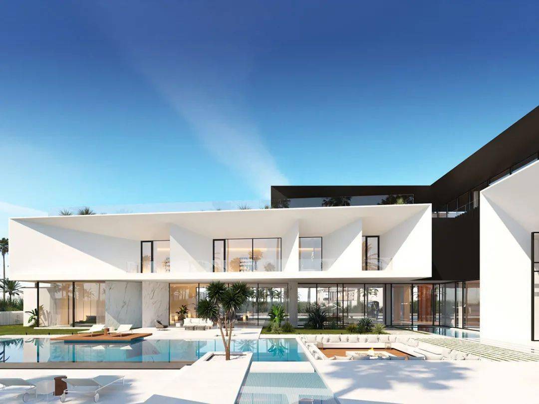 这栋名为ajman的极简墅位于阿联酋,由sl project设计,拥有极简现代的