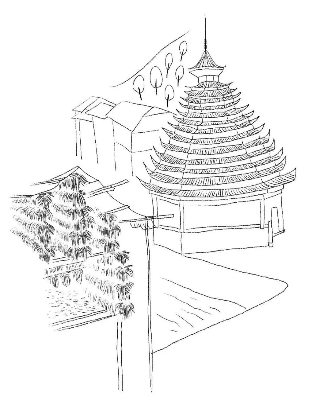 畲族建筑简笔画图片